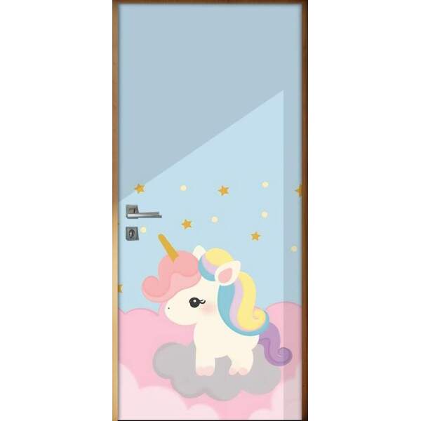 Adesivo para Porta Unicrnio Baby nas Nuvens