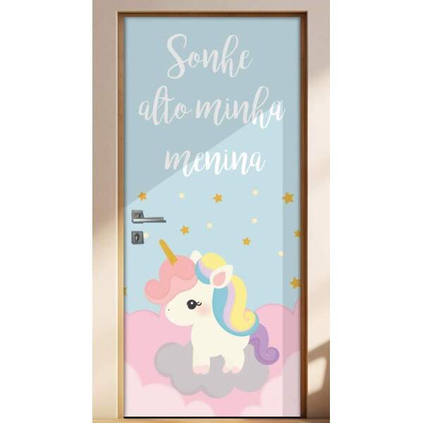Adesivo para Porta Unicrnio com Frase