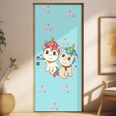 Adesivo para Porta Unicrnios Gmeos