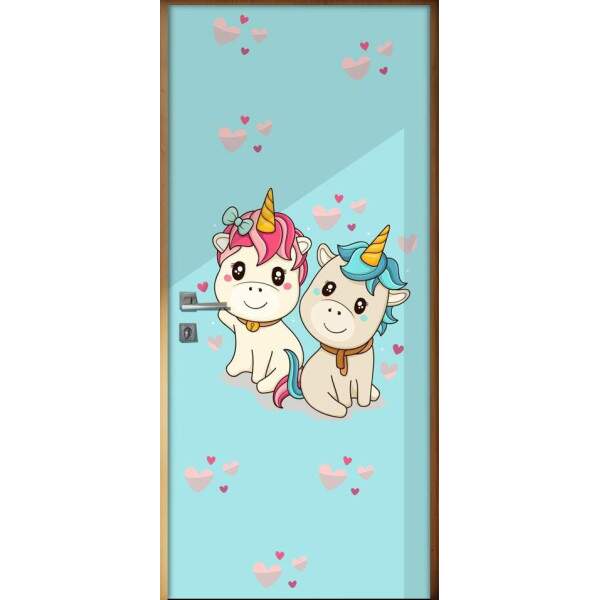 Adesivo para Porta Unicrnios Gmeos