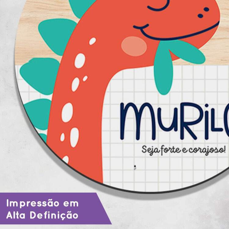 Enfeite de Porta Maternidade Dinossauro Laranja com Nome