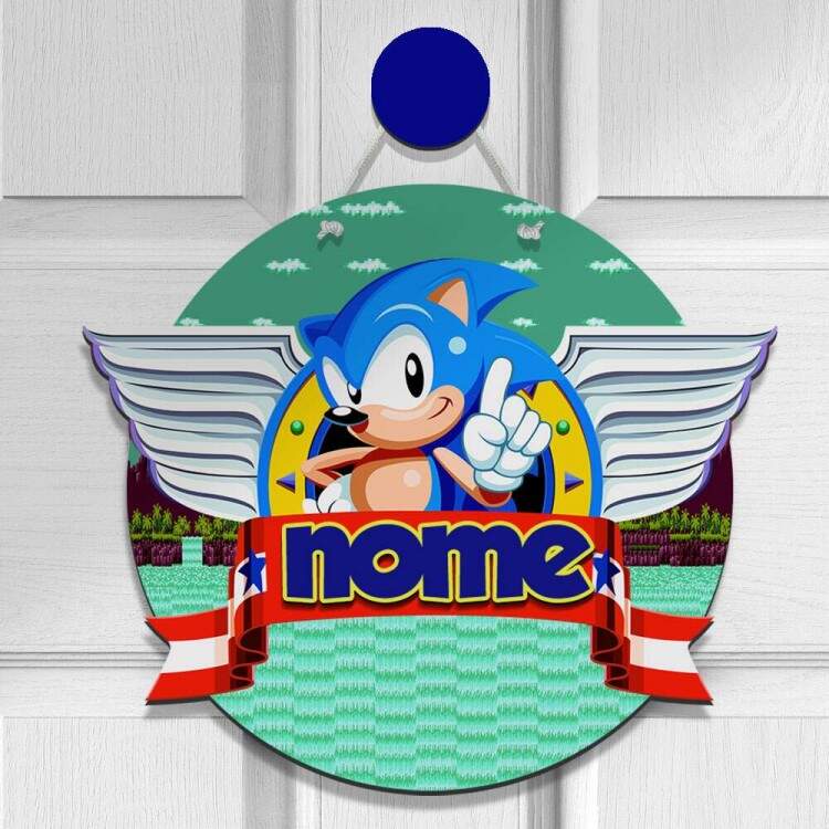 Enfeite de Porta Maternidade Sonic Asas com Nome