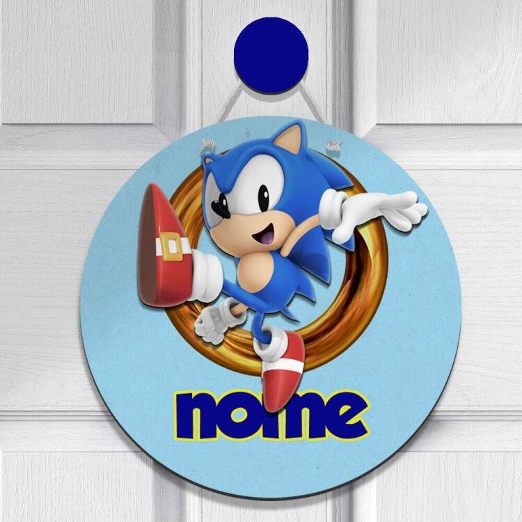 Enfeite de Porta Maternidade Sonic com Nome