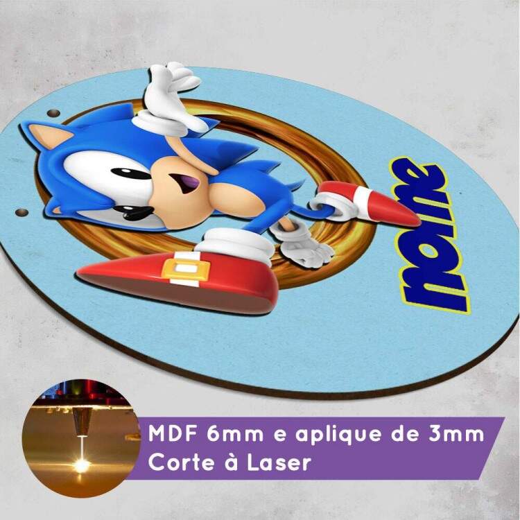 Enfeite de Porta Maternidade Sonic com Nome