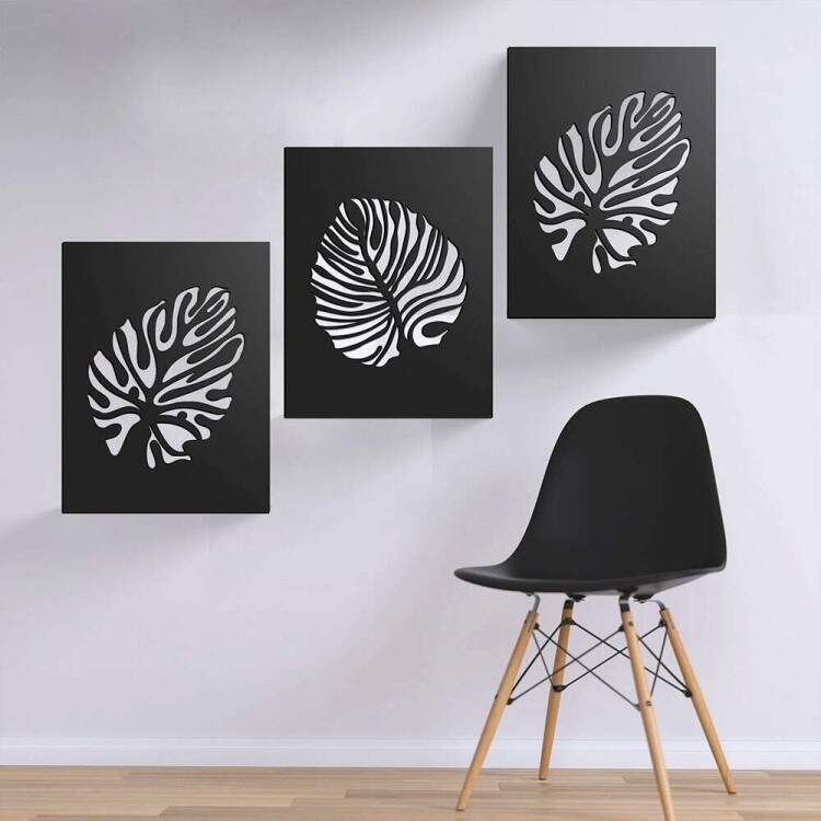 Quadro Decorativo Vazado Folhas Tropicais