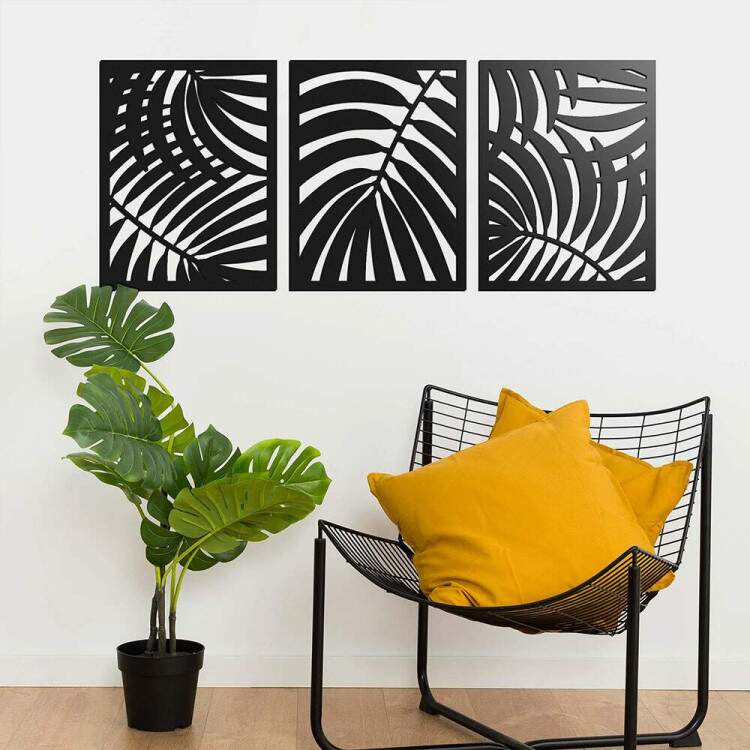 Quadro Decorativo Vazado Silhueta Folhas