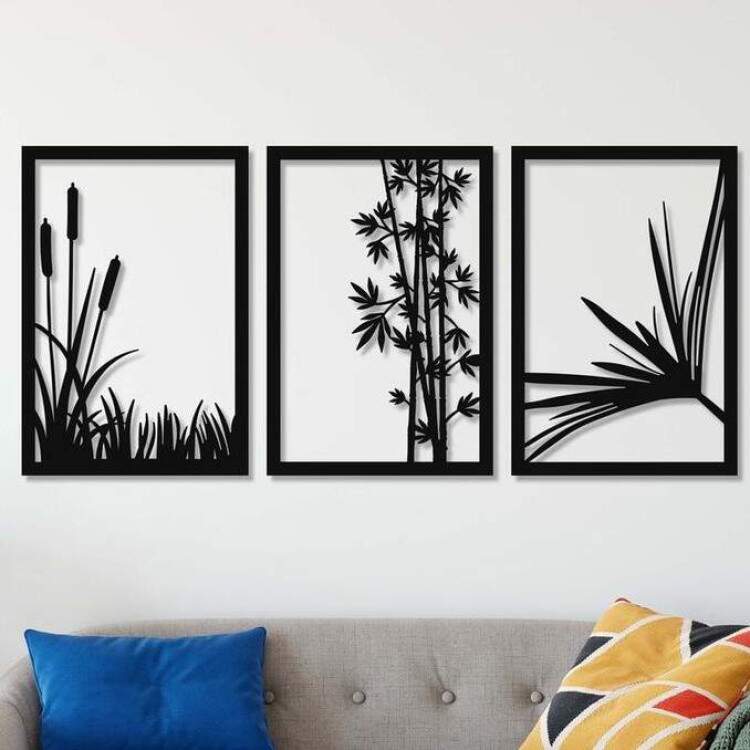 Quadro Decorativo Vazado Folhas Diversas