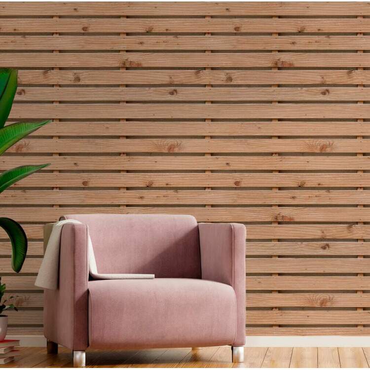 Papel de Parede Ripado Madeira Pallet Horizontal