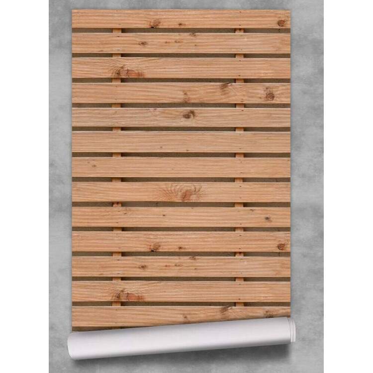 Papel de Parede Ripado Madeira Pallet Horizontal