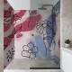 Papel de Parede Para Box de Banheiro ConteMPor�neo Floral Rosa e Azul MP