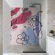 Papel de Parede Para Box de Banheiro ConteMPor�neo Floral Rosa e Azul MP
