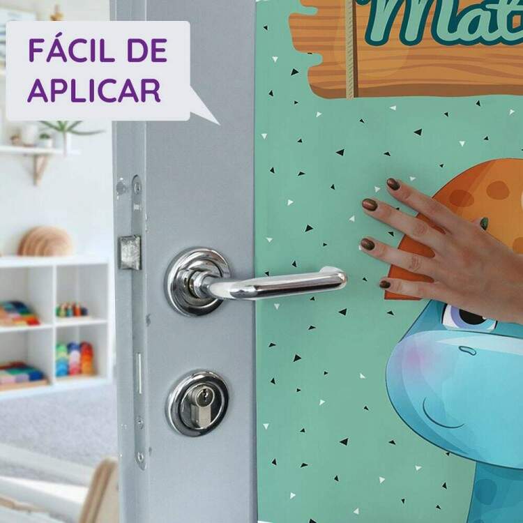 Adesivo Para Porta Dinossauro Azul Com Nome