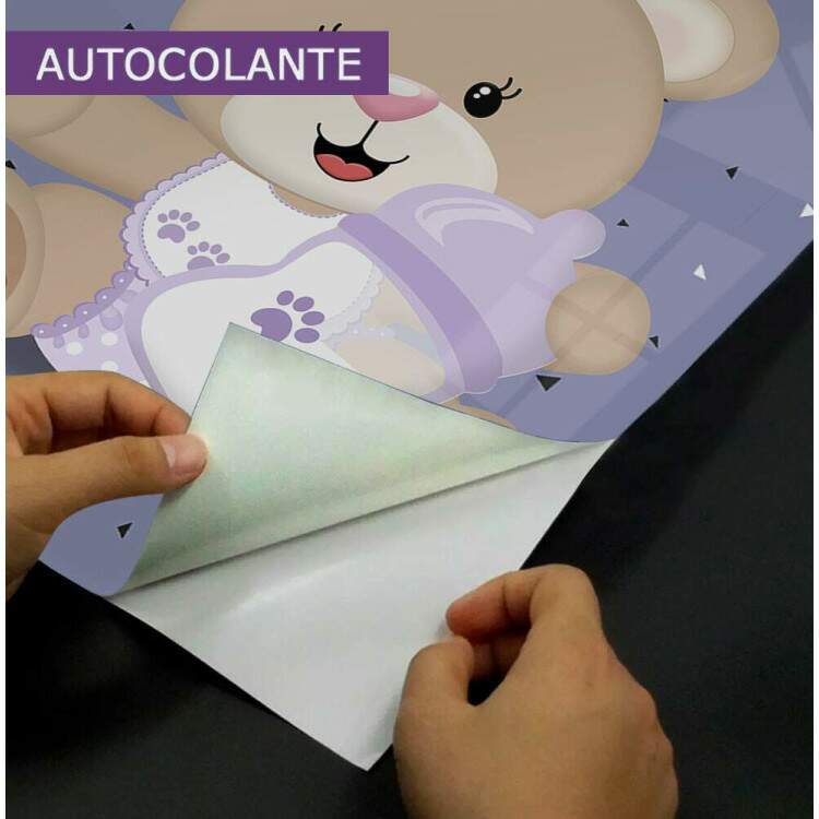 Adesivo para Porta Ursinha Lilas com Nome