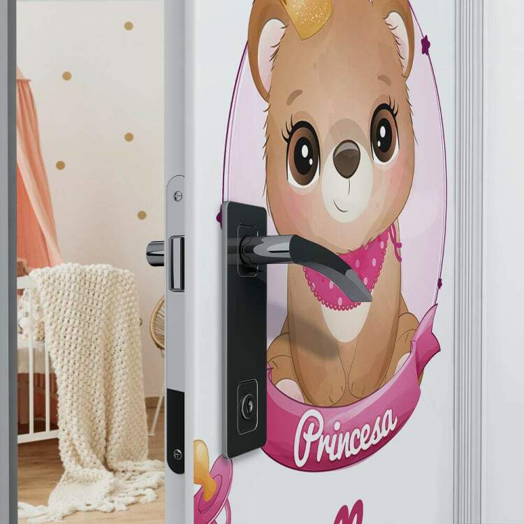 Adesivo para Porta Ursinha Princesa com Nome