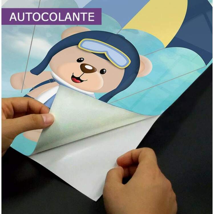 Adesivo para Porta Ursinho Aviador com Nome