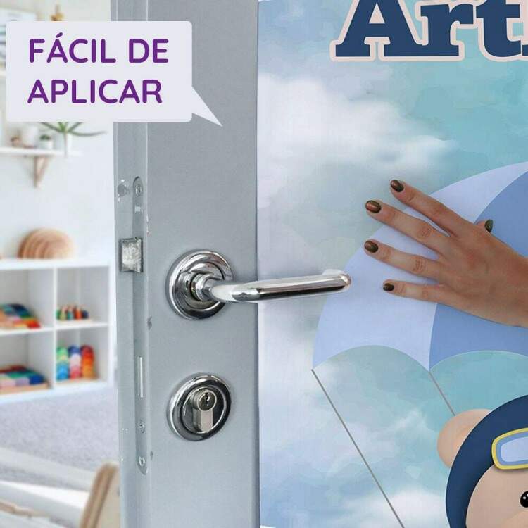 Adesivo para Porta Ursinho Aviador com Nome