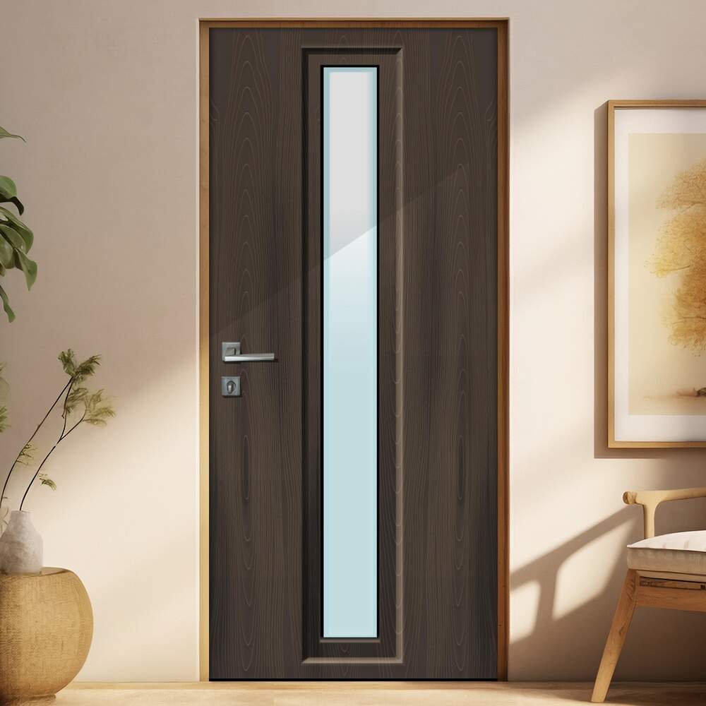 Adesivo para Porta Madeira Marrom Imitando Vidro