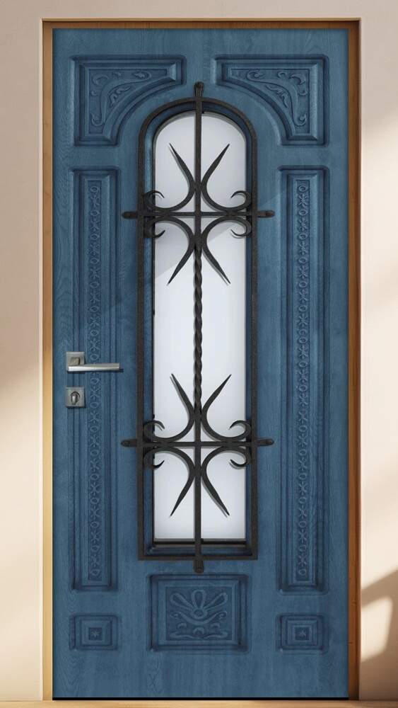 Adesivo para Porta Madeira Azul Antiga