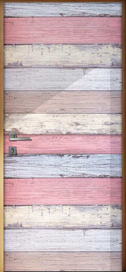Adesivo para Porta Madeira Listrada Rosa e Cinza