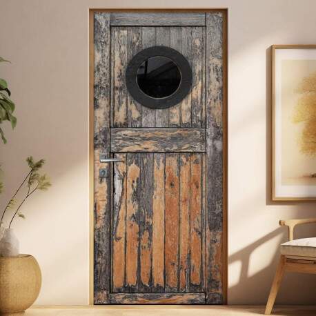 Adesivo para Porta Madeira Velha Celeiro