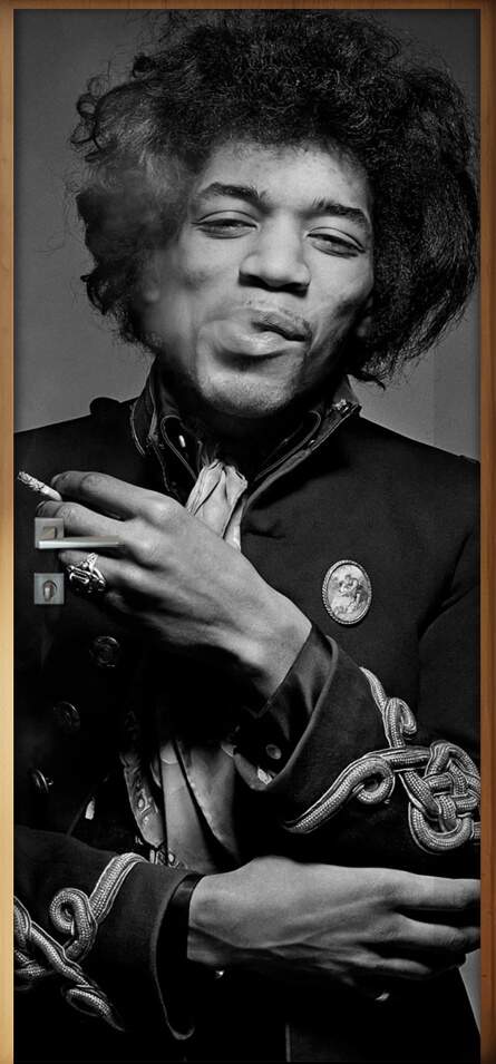 Adesivo para Porta Jimmy Hendrix Preto e Branco