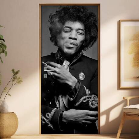 Adesivo para Porta Jimmy Hendrix Preto e Branco