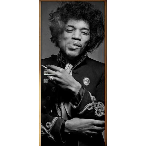 Adesivo para Porta Jimmy Hendrix Preto e Branco