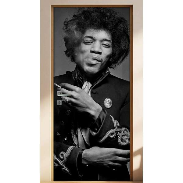 Adesivo para Porta Jimmy Hendrix Preto e Branco