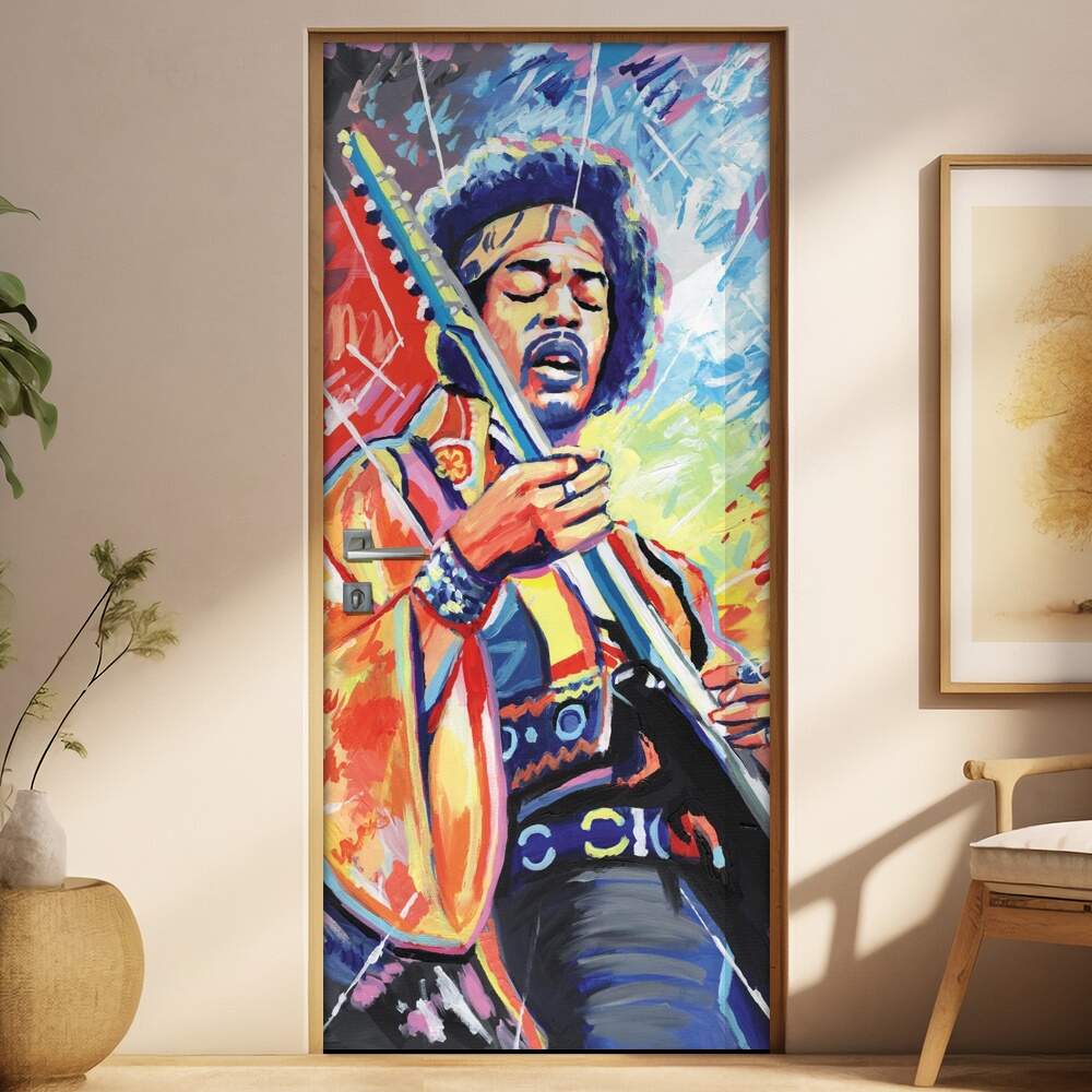 Adesivo para Porta Jimmy Hendrix Aquarela