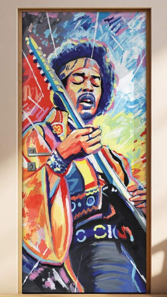 Adesivo para Porta Jimmy Hendrix Aquarela