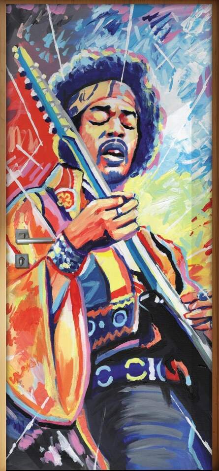 Adesivo para Porta Jimmy Hendrix Aquarela