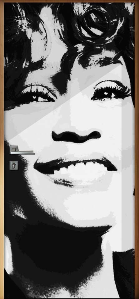 Adesivo para Porta Whitney Houston Preto e Branco
