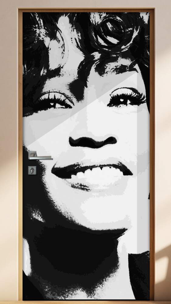 Adesivo para Porta Whitney Houston Preto e Branco