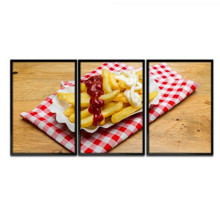 Kit 3 Quadros Decorativos Batata Frita