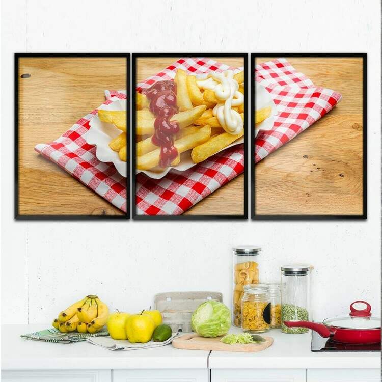 Kit 3 Quadros Decorativos Batata Frita