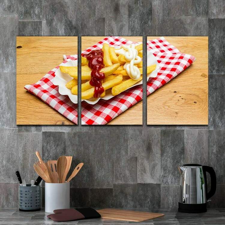 Kit 3 Quadros Decorativos Batata Frita