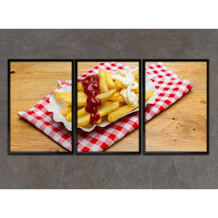 Kit 3 Quadros Decorativos Batata Frita
