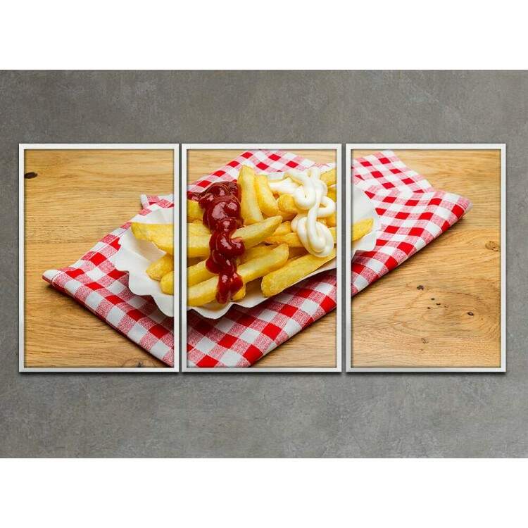Kit 3 Quadros Decorativos Batata Frita