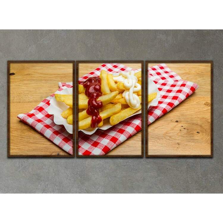 Kit 3 Quadros Decorativos Batata Frita