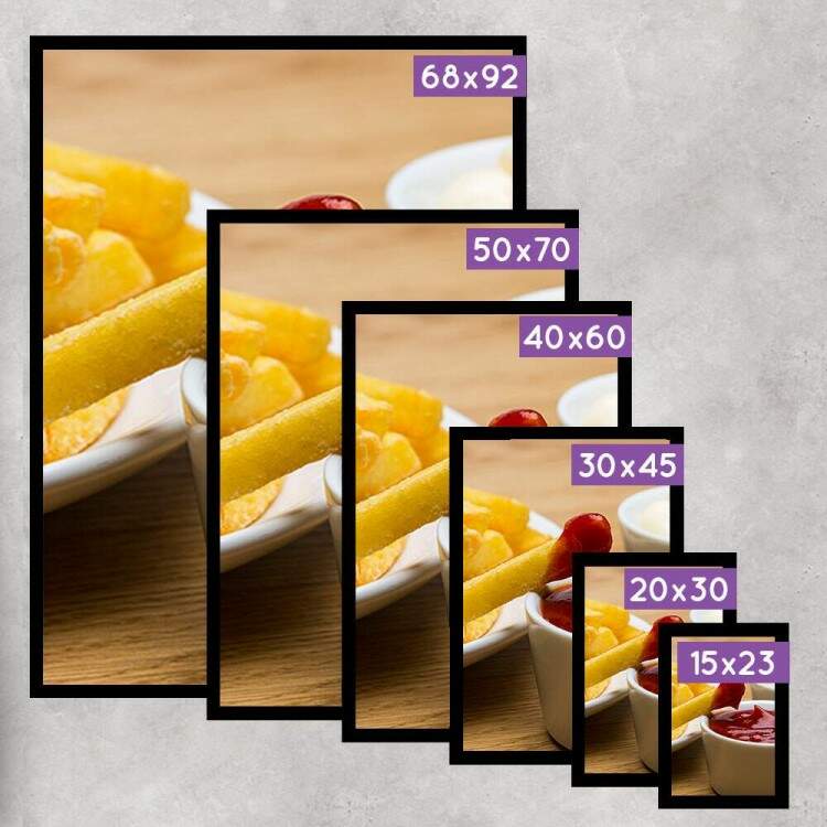 Kit 3 Quadros Decorativos Batata Frita e Molhos