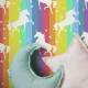 Papel de Parede Infantil Unic�rnio com Fundo Arco �ris