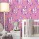 Papel de Parede Infantil Unic�rnio com Arco �ris Fundo Rosa Estrelado