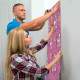 Papel de Parede Infantil Unic�rnio com Arco �ris Fundo Rosa Estrelado