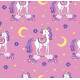 Papel de Parede Infantil Unic�rnio com Arco �ris Fundo Rosa Estrelado
