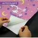 Papel de Parede Infantil Unic�rnio com Arco �ris Fundo Rosa Estrelado