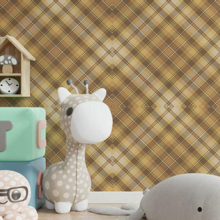 Papel de Parede Xadrez Bege e Marrom