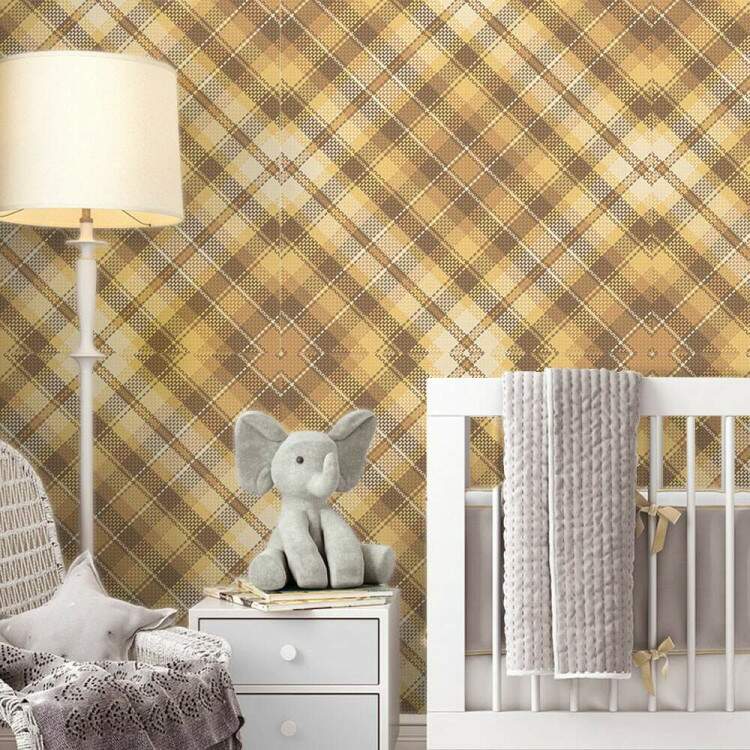 Papel de Parede Xadrez Bege e Marrom