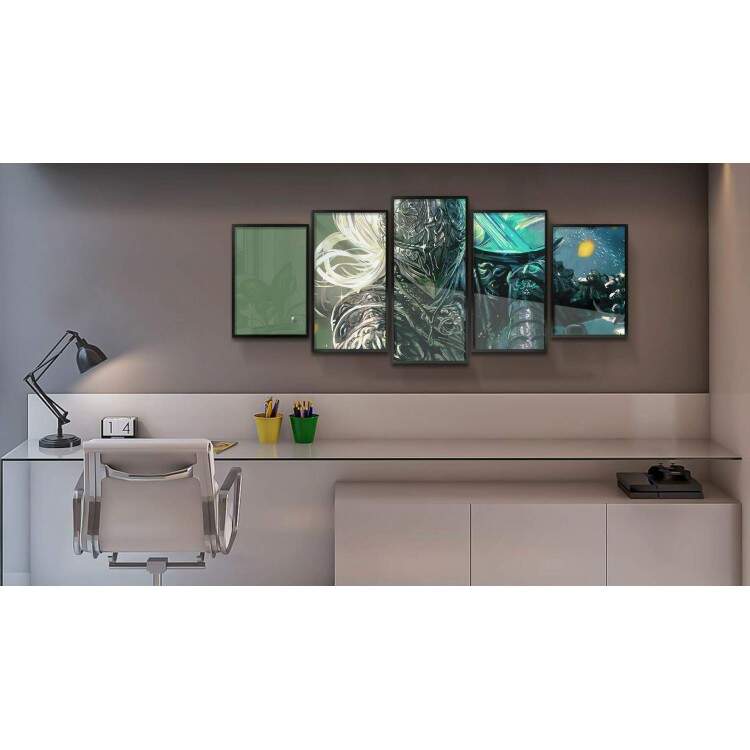 Kit 5 Quadros Decorativos Mosaico Elden Ring Guerreiro