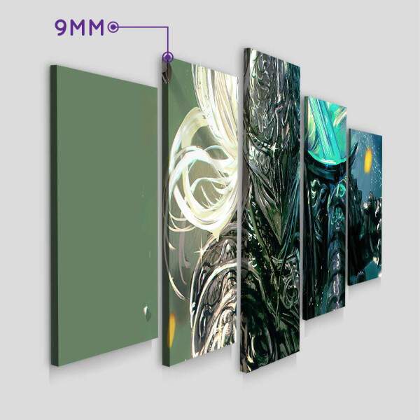 Kit 5 Quadros Decorativos Mosaico Elden Ring Guerreiro