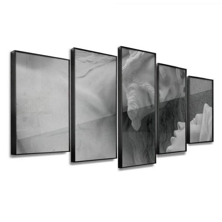 Kit 5 Quadros Decorativos Mosaico Esttuas